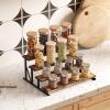 imageLifewit 4Tier Wooden Dispaly Riser with Metal Stand 139 Inch Step Cologne Stand Perfume Organizer Display Shelf for Fragrance Skincare Figurine Spice Tabletop Cabinet 1 Set Rustic Brown2