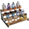 imageLifewit 4Tier Wooden Dispaly Riser with Metal Stand 139 Inch Step Cologne Stand Perfume Organizer Display Shelf for Fragrance Skincare Figurine Spice Tabletop Cabinet 1 Set Rustic Brown1