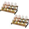 imageLifewit 4Tier Wooden Dispaly Riser with Metal Stand 139 Inch Step Cologne Stand Perfume Organizer Display Shelf for Fragrance Skincare Figurine Spice Tabletop Cabinet 1 Set Rustic Brown2