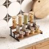 imageLifewit 4Tier Wooden Dispaly Riser with Metal Stand 139 Inch Step Cologne Stand Perfume Organizer Display Shelf for Fragrance Skincare Figurine Spice Tabletop Cabinet 1 Set Rustic Brown1