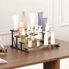 imageLifewit 4Tier Wooden Dispaly Riser with Metal Stand 139 Inch Step Cologne Stand Perfume Organizer Display Shelf for Fragrance Skincare Figurine Spice Tabletop Cabinet 1 Set Rustic Brown1