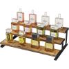 imageLifewit 4Tier Wooden Dispaly Riser with Metal Stand 139 Inch Step Cologne Stand Perfume Organizer Display Shelf for Fragrance Skincare Figurine Spice Tabletop Cabinet 1 Set Rustic Brown1