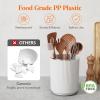 imageLifewit 75quot Plastic Utensil Holder for Kitchen Counter Cooking Silverware Caddy with NonSlip Rotating Base 3 Compartment Spoon Spatula Cutlery Flatware Organizer with Dry Draining White 1 PackWhite