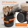 imageLifewit 75quot Plastic Utensil Holder for Kitchen Counter Cooking Silverware Caddy with NonSlip Rotating Base 3 Compartment Spoon Spatula Cutlery Flatware Organizer with Dry Draining White 1 PackBlack