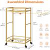 imageLifewit Bar Cart Gold  Home Serving Bar Cart with Lockable Wheels and 2 Tier Glass Shelves for Liquor and Wine in Kitchen Dining or Living RoomGold