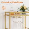 imageLifewit Bar Cart Gold  Home Serving Bar Cart with Lockable Wheels and 2 Tier Glass Shelves for Liquor and Wine in Kitchen Dining or Living RoomGold