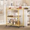 imageLifewit Bar Cart Gold 3 Tier Wine Rolling Cart with Lockable Wheels 12 Glass Holders and 4 Wine Rack Home Serving Drink Liquor Cart for Kitchen Dining Living Room 316quot x 131quot x 339quot Gold