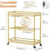 imageLifewit Bar Cart Gold 3 Tier Wine Rolling Cart with Lockable Wheels 12 Glass Holders and 4 Wine Rack Home Serving Drink Liquor Cart for Kitchen Dining Living Room 316quot x 131quot x 339quot Gold