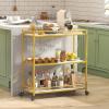 imageLifewit Bar Cart Gold 3 Tier Wine Rolling Cart with Lockable Wheels 12 Glass Holders and 4 Wine Rack Home Serving Drink Liquor Cart for Kitchen Dining Living Room 316quot x 131quot x 339quot Gold