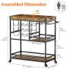 imageLifewit Bar Cart Home Bar Serving Cart 3 Tier Drink Cart with 12 Wine Bottle Racks Liquor Beverage Cart for Kitchen Dining Livingroom 315quot x 157quot x 366quot Removable Top Tray Rustic Brown