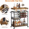imageLifewit Bar Cart Home Bar Serving Cart 3 Tier Drink Cart with 12 Wine Bottle Racks Liquor Beverage Cart for Kitchen Dining Livingroom 315quot x 157quot x 366quot Removable Top Tray Rustic Brown