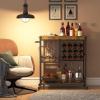 imageLifewit Bar Cart Home Bar Serving Cart 3 Tier Drink Cart with 12 Wine Bottle Racks Liquor Beverage Cart for Kitchen Dining Livingroom 315quot x 157quot x 366quot Removable Top Tray Rustic Brown