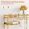 imageLifewit Bar Cart Home Serving Cart with 2 Tier Glass Shelves Liquor Rolling Cart with Lockable Wheels Glass Holder and Wine Rack Beverage Cart for Kitchen Dining Living Room Goldmodern