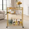 imageLifewit Bar Cart Home Serving Cart with 2 Tier Glass Shelves Liquor Rolling Cart with Lockable Wheels Glass Holder and Wine Rack Beverage Cart for Kitchen Dining Living Room Goldmodern