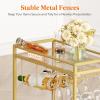 imageLifewit Bar Cart Home Serving Cart with 2 Tier Glass Shelves Liquor Rolling Cart with Lockable Wheels Glass Holder and Wine Rack Beverage Cart for Kitchen Dining Living Room Goldmodern