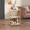 imageLifewit Bar Cart for The Home 3 Tier Small Rolling Wine Cart Drink Serving Cart with Lockable Wheels Mini Liquor Utility Cart for Kitchen Dining Living Room 17quot x 118quot x 321quot GoldGold