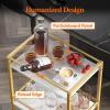 imageLifewit Bar Cart for The Home 3 Tier Small Rolling Wine Cart Drink Serving Cart with Lockable Wheels Mini Liquor Utility Cart for Kitchen Dining Living Room 17quot x 118quot x 321quot GoldGold