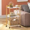 imageLifewit Bar Cart for The Home 3 Tier Small Rolling Wine Cart Drink Serving Cart with Lockable Wheels Mini Liquor Utility Cart for Kitchen Dining Living Room 17quot x 118quot x 321quot GoldGold