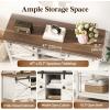 imageLifewit Farmhouse Entryway Console Table Adjustable Shelf Sliding Barn Doors 47 x 157quot x 32quot Hallway Table with Bottom Open Shelf for Entrance Living Room Foyer Rustic White
