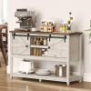 imageLifewit Farmhouse Entryway Console Table Adjustable Shelf Sliding Barn Doors 47 x 157quot x 32quot Hallway Table with Bottom Open Shelf for Entrance Living Room Foyer Rustic White