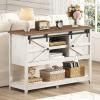 imageLifewit Farmhouse Entryway Console Table Adjustable Shelf Sliding Barn Doors 47 x 157quot x 32quot Hallway Table with Bottom Open Shelf for Entrance Living Room Foyer Rustic White