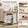 imageLifewit Farmhouse Nightstand with Power Outlets and USB Ports Bedside Table with 2 Drawers and 1 Open Storage Space Side Table End Table Night Stand for Bedroom Rustic White