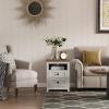 imageLifewit Farmhouse Nightstand with Power Outlets and USB Ports Bedside Table with 2 Drawers and 1 Open Storage Space Side Table End Table Night Stand for Bedroom Rustic White