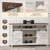 imageLifewit Farmhouse TV Stand for up to 65quot TV 334quot Tall Entertainment Center with Ajustable Shelves Sliding Barn Door and Open Storage Spaces TV Console for Living Room Bedroom Rustic WhiteUp to 65 TV
