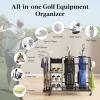 imageLifewit Golf Bag Organizer Golf Bag Stand Golf Club Holder with Wheels 4 Removable Hooks Shoe Racks for Golf Equipment Accessories Golf Organizers and Storage for Garage Basement ShedMedium