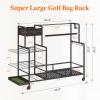 imageLifewit Golf Bag Organizer Golf Bag Stand Golf Club Holder with Wheels 4 Removable Hooks Shoe Racks for Golf Equipment Accessories Golf Organizers and Storage for Garage Basement ShedMedium
