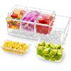 imageLifewit Ice Chilled Condiment Caddy with 5x 20oz25 cup Containers 153quot Condiment Server with Separate Lids Serving Tray Platter with Removable Dishes for Bar Fruit Salad Taco Party Garnish1