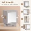 imageLifewit Jewelry Box 360 Rotating Large Adjustable Angle Mirror Jewelry Storage Case with 6 Drawers Open Design Jewelry Organizer for Ring Necklace Earring Bracelet Great Gift Creamy WhiteLight Gray