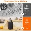 imageLifewit Knife Block without Knives Plastic Universal Knife Block Holder with Detachable Slots Hold Up to 15 Knives Scissors and Sharpening Rods Kitchen Storage Organizer for Counter Black