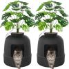 imageLifewit Litter Box Cat with Faux Plant ampamp Scoop Hidden Enclosure Litter Tray with Odor Control ampamp Carbon Filter in Living Room Bedroom Corner BlackBlack