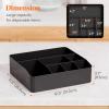 imageLifewit Paper Plate Organizer for Kitchen Countertop Plastic Silverware Caddy for Party Utensil Holder with 7 Compartment Cutlery Flatware Dispenser Box for Cup Spoon Fork Plate Napkin Black