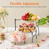 imageLifewit Plastic 3 Tier Serving Tray Platter for Party Entertaining 10quot  10quot Large Dessert Table Display Set White Reusable Round Dishes with Gold Metal Display Stand for Veggie Fruit CookiesBlack