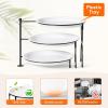 imageLifewit Plastic 3 Tier Serving Tray Platter for Party Entertaining 10quot  10quot Large Dessert Table Display Set White Reusable Round Dishes with Gold Metal Display Stand for Veggie Fruit CookiesBlack