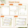 imageLifewit Plastic 3 Tier Serving Tray Platter for Party Entertaining 10quot  10quot Large Dessert Table Display Set White Reusable Round Dishes with Gold Metal Display Stand for Veggie Fruit CookiesGold