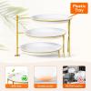 imageLifewit Plastic 3 Tier Serving Tray Platter for Party Entertaining 10quot  10quot Large Dessert Table Display Set White Reusable Round Dishes with Gold Metal Display Stand for Veggie Fruit CookiesGold