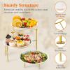 imageLifewit Plastic 3 Tier Serving Tray Platter for Party Entertaining 10quot  10quot Large Dessert Table Display Set White Reusable Round Dishes with Gold Metal Display Stand for Veggie Fruit CookiesGold