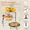 imageLifewit Plastic 3 Tier Serving Tray Platter for Party Entertaining 10quot  10quot Large Dessert Table Display Set White Reusable Round Dishes with Gold Metal Display Stand for Veggie Fruit CookiesBlack