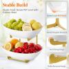 imageLifewit Plastic Fruit Bowl Basket for Kitchen Countertop 3 Tier Fruit Holder with Gold Metal Stand Serving Tray for Food Vegetable Cake Dessert in PartyGold