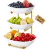 imageLifewit Plastic Fruit Bowl Basket for Kitchen Countertop 3 Tier Fruit Holder with Gold Metal Stand Serving Tray for Food Vegetable Cake Dessert in PartyGold