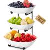 imageLifewit Plastic Fruit Bowl Basket for Kitchen Countertop 3 Tier Fruit Holder with Gold Metal Stand Serving Tray for Food Vegetable Cake Dessert in PartyBlack
