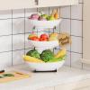 imageLifewit Plastic Fruit Bowl Basket for Kitchen Countertop 3 Tier Fruit Holder with Gold Metal Stand Serving Tray for Food Vegetable Cake Dessert in PartyBlack