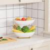 imageLifewit Plastic Fruit Bowl Basket for Kitchen Countertop 3 Tier Fruit Holder with Gold Metal Stand Serving Tray for Food Vegetable Cake Dessert in PartyGold