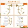 imageLifewit Plastic Fruit Bowl Basket for Kitchen Countertop 3 Tier Fruit Holder with Gold Metal Stand Serving Tray for Food Vegetable Cake Dessert in PartyGold