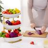imageLifewit Plastic Fruit Bowl Basket for Kitchen Countertop 3 Tier Fruit Holder with Gold Metal Stand Serving Tray for Food Vegetable Cake Dessert in PartyGold