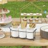 imageLifewit Plastic Silverware Caddy with Metal Rack Utensil Holder for Party Cutlery Flatware Organizer for Kitchen Countertop Forks Spoons Knives Storage for Picnic Camping Outdoor Buffet WhiteWhiteBlack