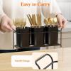 imageLifewit Plastic Silverware Caddy with Metal Rack Utensil Holder for Party Cutlery Flatware Organizer for Kitchen Countertop Forks Spoons Knives Storage for Picnic Camping Outdoor Buffet WhiteBlack